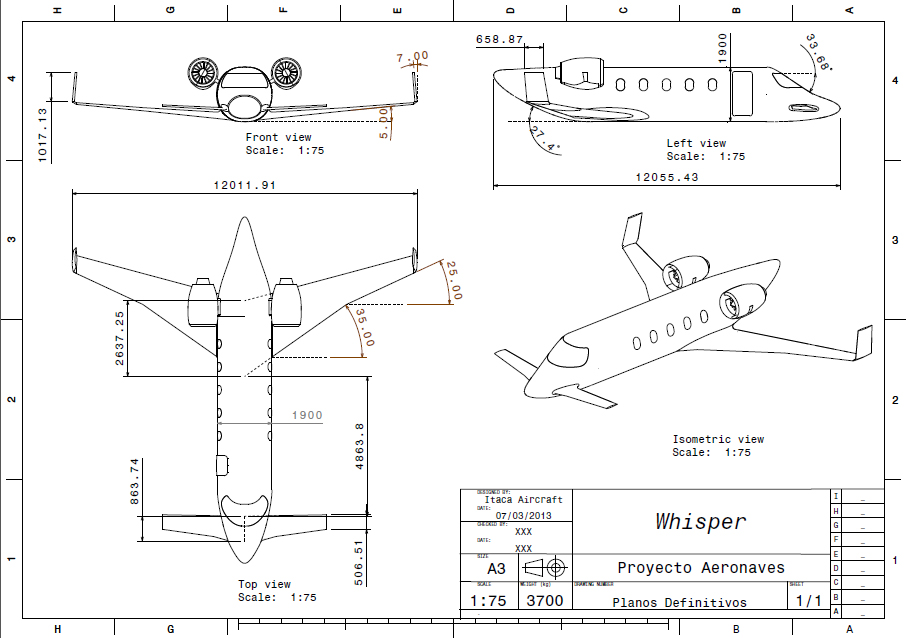 Airplane blueprints extracted from Catia V5