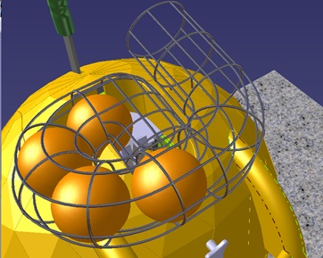 Watch oranges rolling down into the Laranjex!
